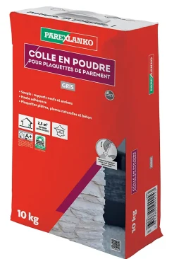 Parexlanko Colle pour plaquettes de parement intérieur gris poudre 10kg- Plaquette De Parement|Plaquette De Parement