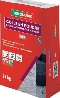Parexlanko Colle pour plaquettes de parement intérieur gris poudre 25kg- Plaquette De Parement|Plaquette De Parement