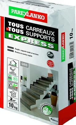Parexlanko Colle tous carreaux tous supports Express 10 kg- Colle Carrelage Sol|Colle Carrelage Mural
