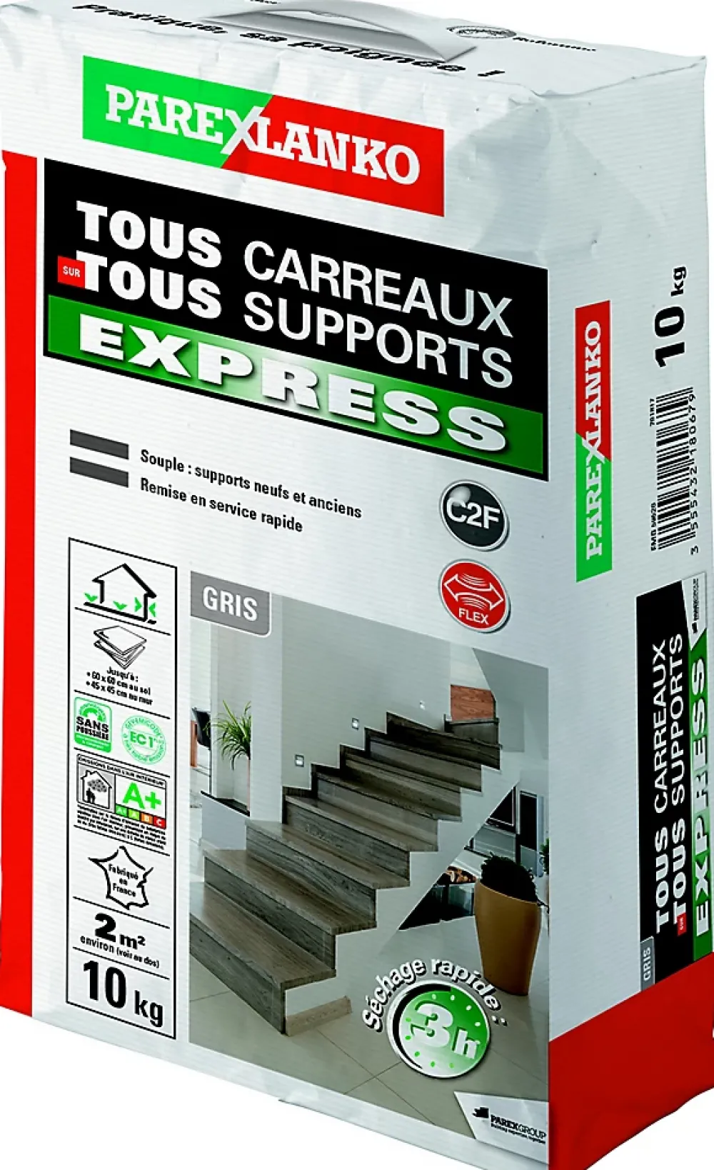 Parexlanko Colle tous carreaux tous supports Express 10 kg- Colle Carrelage Sol|Colle Carrelage Mural