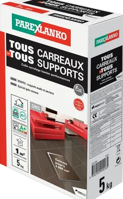 Parexlanko Colle Carrelage Sol|Colle Carrelage Mural<Colle tous carreaux tous supports Gris 5kg