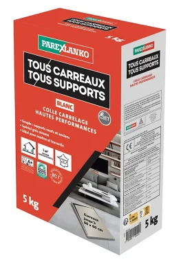 Parexlanko Colle tous carreaux tous supports Blanc 5kg- Colle Carrelage Sol|Colle Carrelage Mural