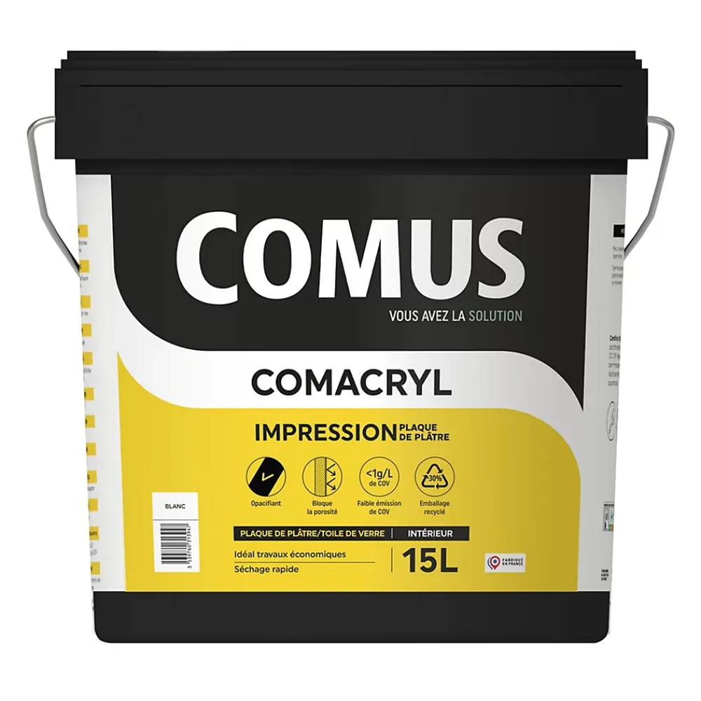 Comus Ragréage Et Primaire Pour Carrelage<COMACRYL IMPRESSION 15L - Impression acrylique blanche en phase aqueuse -