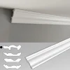 Ikhemalarka Corniches 100 cm moulures decoratives mur et plafond legeres dures peintables profils deco pour renovation et finition JC194-W- Moulure Et Rosace De Plafond