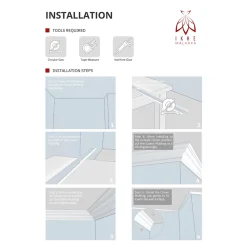 Ikhemalarka Corniches 100 cm moulures decoratives mur et plafond legeres dures peintables profils deco pour renovation et finition JC194-W- Moulure Et Rosace De Plafond