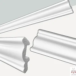Ikhemalarka Corniches 100 cm moulures decoratives mur et plafond legeres dures peintables profils deco pour renovation et finition JC194-W- Moulure Et Rosace De Plafond