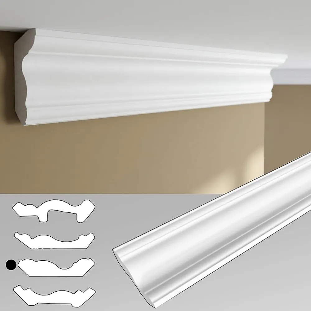 Ikhemalarka Corniches 100 cm moulures decoratives mur et plafond legeres dures peintables profils deco pour renovation et finition JC496-W- Moulure Et Rosace De Plafond