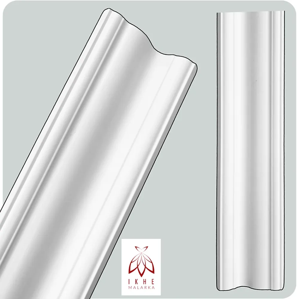Ikhemalarka Corniches 100 cm moulures decoratives mur et plafond legeres dures peintables profils deco pour renovation et finition JC496-W- Moulure Et Rosace De Plafond