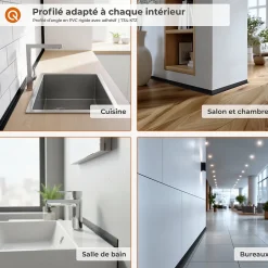 Quest Corniere d'angle interieur PVC 35x35mm Autocollante, 200 cm, or- Plinthe Pour Sol En Vinyle Et Pvc