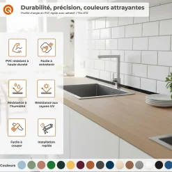 Quest Corniere d'angle interieur PVC 20x10mm Autocollante, 200 cm, blanc- Plinthe Pour Sol En Vinyle Et Pvc
