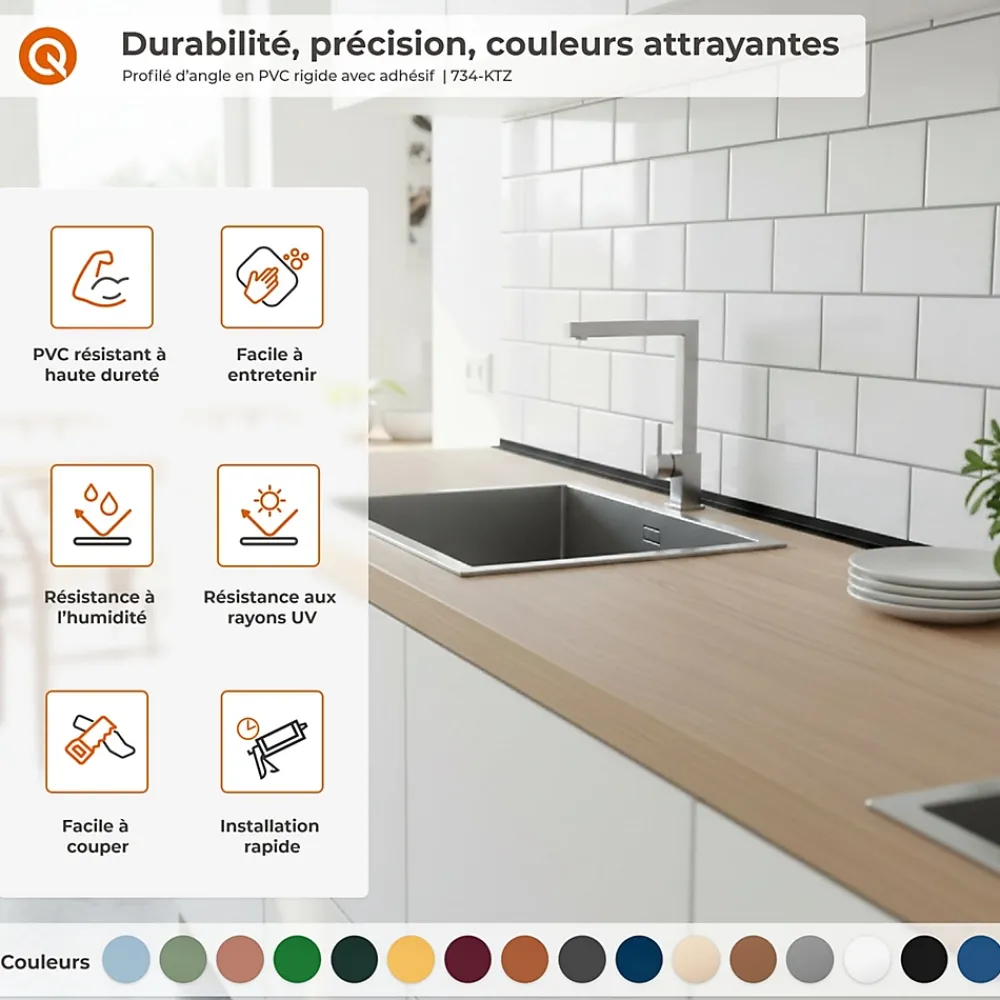 Quest Corniere d'angle interieur PVC 50x20mm Autocollante, 100 cm, marron- Plinthe Pour Sol En Vinyle Et Pvc