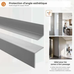 Quest Corniere PVC 27x27mm - Profil d angle souple de protection, 90 cm, beige- Plinthe Pour Sol En Vinyle Et Pvc