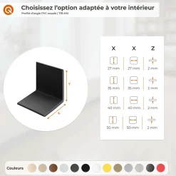 Quest Corniere PVC 35x35mm - Profil d angle souple de protection, 165 cm, crémeux- Plinthe Pour Sol En Vinyle Et Pvc