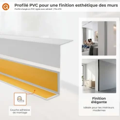Quest Plinthe Pour Sol En Vinyle Et Pvc<Cornière PVC 50x20mm , Autocollante, Protection coins et arêtes, 100 cm, beige