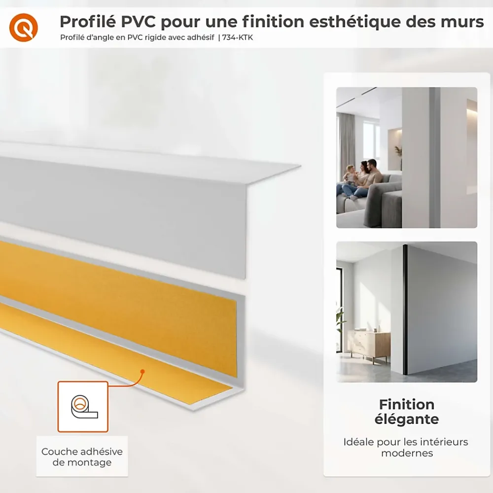 Quest Plinthe Pour Sol En Vinyle Et Pvc<Cornière PVC 50x20mm , Autocollante, Protection coins et arêtes, 100 cm, beige