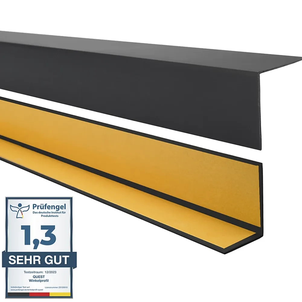 Quest Cornière PVC 50x50mm , Autocollante, Protection coins et arêtes, 150 cm, noir- Plinthe Pour Sol En Vinyle Et Pvc
