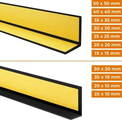 Quest Cornière PVC 50x50mm , Autocollante, Protection coins et arêtes, 150 cm, noir- Plinthe Pour Sol En Vinyle Et Pvc