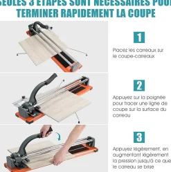 Giantex Outils Du Carreleur<Coupe-Carreaux Manuel avec Cadran en Alliage Amovible et Pieds de Support,Longueur 600 MM,Epaisseur Maximale 12 MM,Angle de Coupe