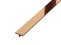 Ilcom Couvre-joint profilé décoratif Ts en inox rectifié Cuivre poli - 15mm x 2700mm x 0,65 ep.- Profilé Carrelage