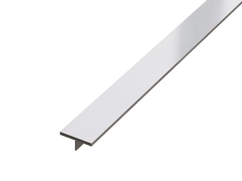Ilcom Couvre-joint profilé décoratif Ts en inox rectifié Argent satiné - 15mm x 2440mm x 0,65 ep.- Profilé Carrelage