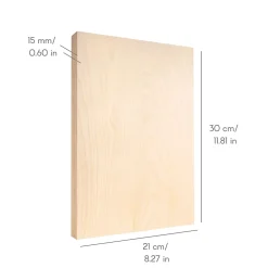 Creative Deco 3 x A4 Contreplaqué 300 x 210 x 15mm (+/- 0,5mm) - Bouleau Brut - Panneau Découpe Laser - Gravure, Cricut, Maquette- Panneau Bois, Osb, Mdf