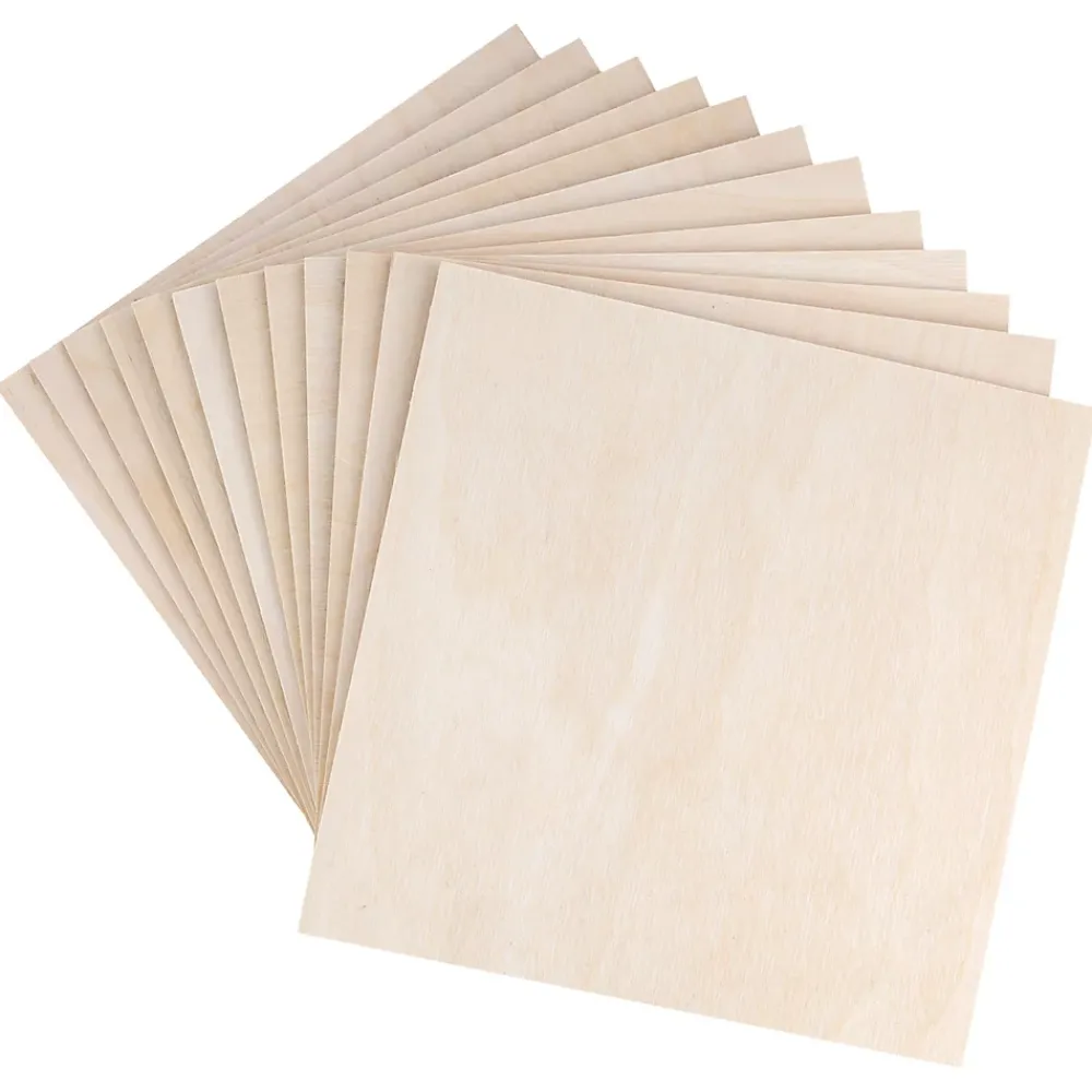 Creative Deco Panneau Bois, Osb, Mdf<12 x Contreplaqué Carré 200 x 200 x 3mm (+/-0,5mm) - Bois Brut Bouleau - Panneau Découpe Laser - Pyrogravure Gravure