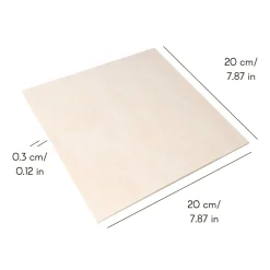 Creative Deco Panneau Bois, Osb, Mdf<12 x Contreplaqué Carré 200 x 200 x 3mm (+/-0,5mm) - Bois Brut Bouleau - Panneau Découpe Laser - Pyrogravure Gravure