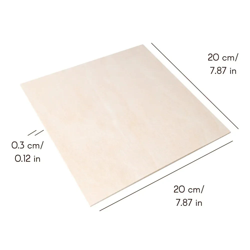 Creative Deco Panneau Bois, Osb, Mdf<12 x Contreplaqué Carré 200 x 200 x 3mm (+/-0,5mm) - Bois Brut Bouleau - Panneau Découpe Laser - Pyrogravure Gravure