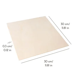 Creative Deco 10 x Contreplaqué Carré 300 x 300 x 3mm (+/-0,5mm) - Bois Brut Bouleau - Panneau Découpe Laser - Pyrogravure Gravure- Panneau Bois, Osb, Mdf