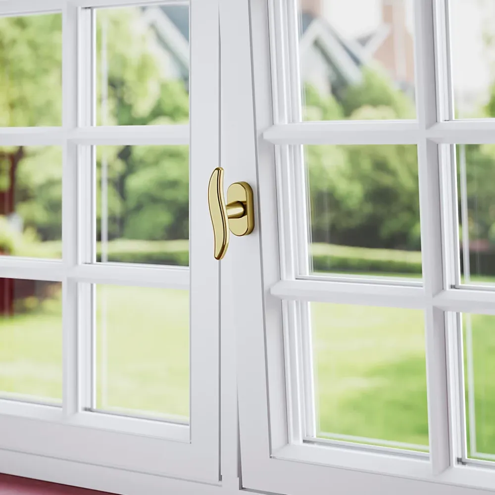 GoodHome Crémone de fenêtre Armel aluminium doré brillant L.11cm- Poignée De Fenêtre