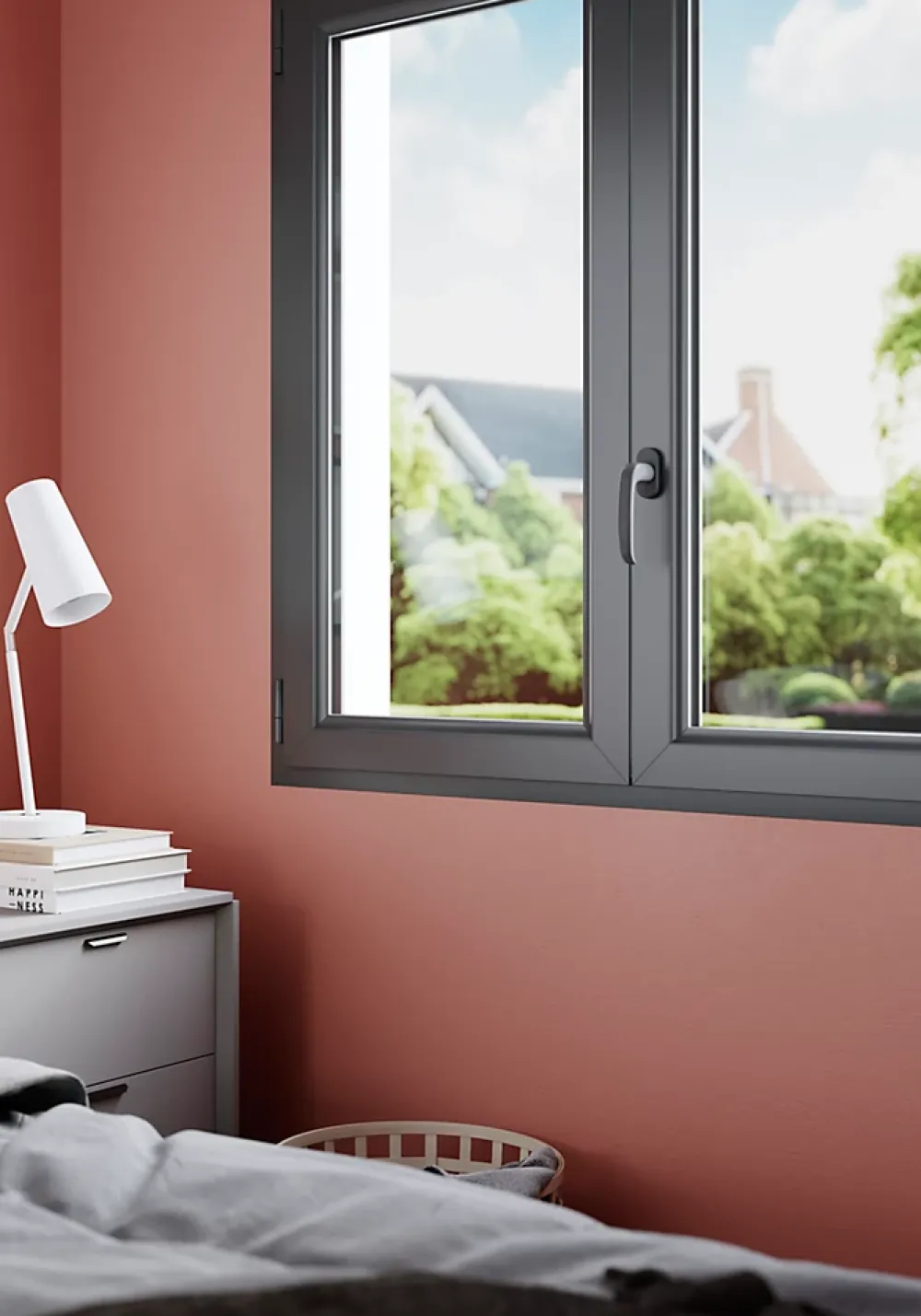 GoodHome Crémone de fenêtre Govlin aluminium noir anthracite L.13cm- Poignée De Fenêtre