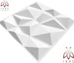 Ikhemalarka 3D PVC panneaux muraux decor gaming chambre mur plafond effet 3D diamant blanc plaques PVC decoration 30x30cm 0.09m²- Panneau Mural Décoratif