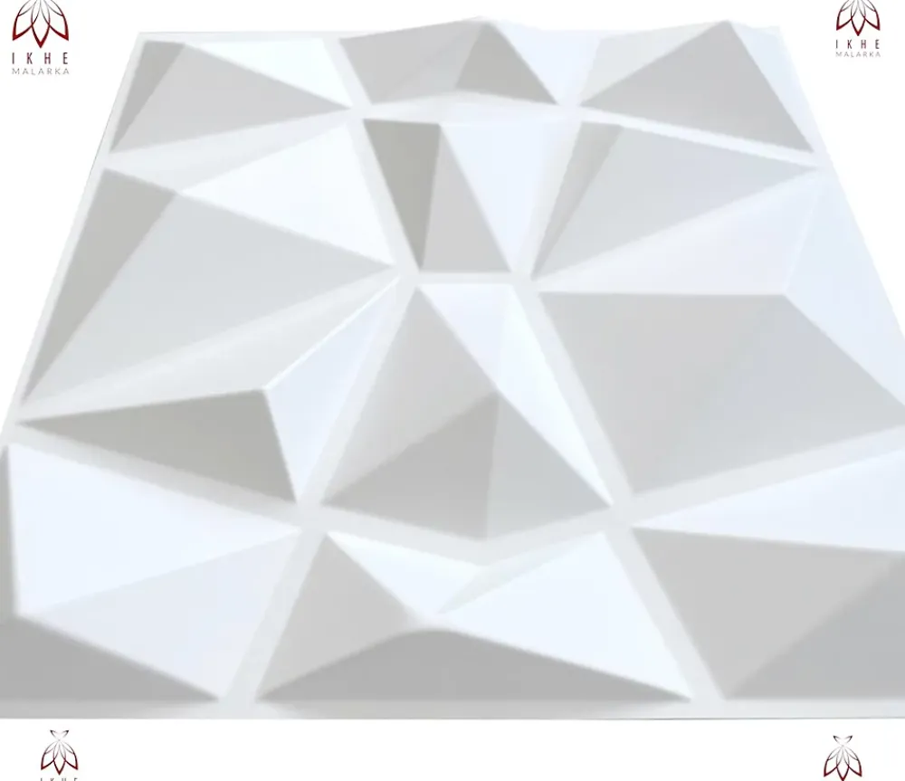 Ikhemalarka 3D PVC panneaux muraux decor gaming chambre mur plafond effet 3D diamant blanc plaques PVC decoration 30x30cm 0.09m²- Panneau Mural Décoratif