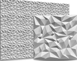 Ikhemalarka 3D PVC panneaux muraux decor gaming chambre mur plafond effet 3D mirror blanc plaques PVC decoration 0.25m²- Panneau Mural Décoratif