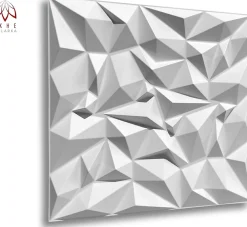 Ikhemalarka 3D PVC panneaux muraux decor gaming chambre mur plafond effet 3D mirror blanc plaques PVC decoration 0.25m²- Panneau Mural Décoratif