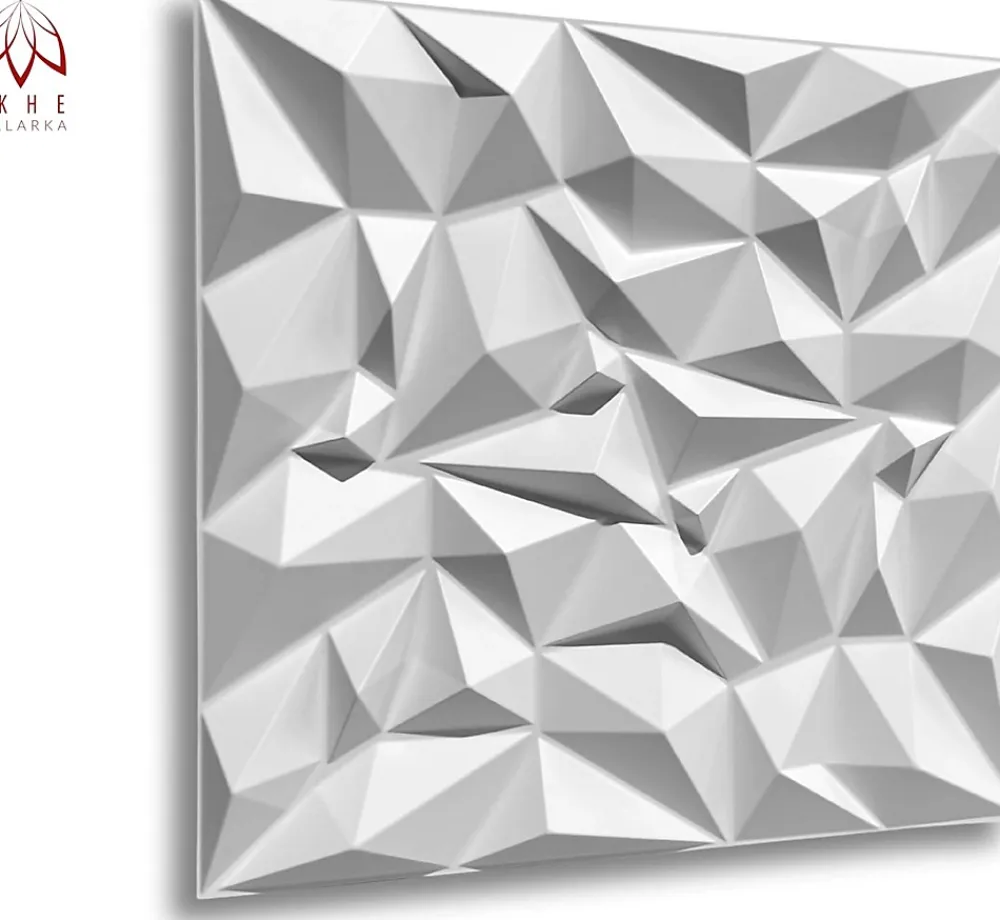 Ikhemalarka 3D PVC panneaux muraux decor gaming chambre mur plafond effet 3D mirror blanc plaques PVC decoration 0.25m²- Panneau Mural Décoratif
