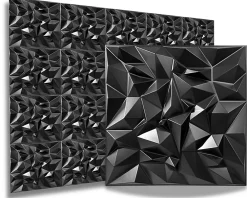 Ikhemalarka 3D PVC panneaux muraux decor gaming chambre mur plafond effet 3D mirror noir plaques PVC decoration 0.25m²- Panneau Mural Décoratif