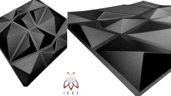 Ikhemalarka 3D PVC panneaux muraux decor gaming chambre mur plafond effet 3D diamant noir plaques PVC decoration 0.25m²- Panneau Mural Décoratif