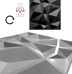 Ikhemalarka 3D PVC panneaux muraux decor gaming chambre mur plafond effet 3D diamant noir plaques PVC decoration 0.25m²- Panneau Mural Décoratif