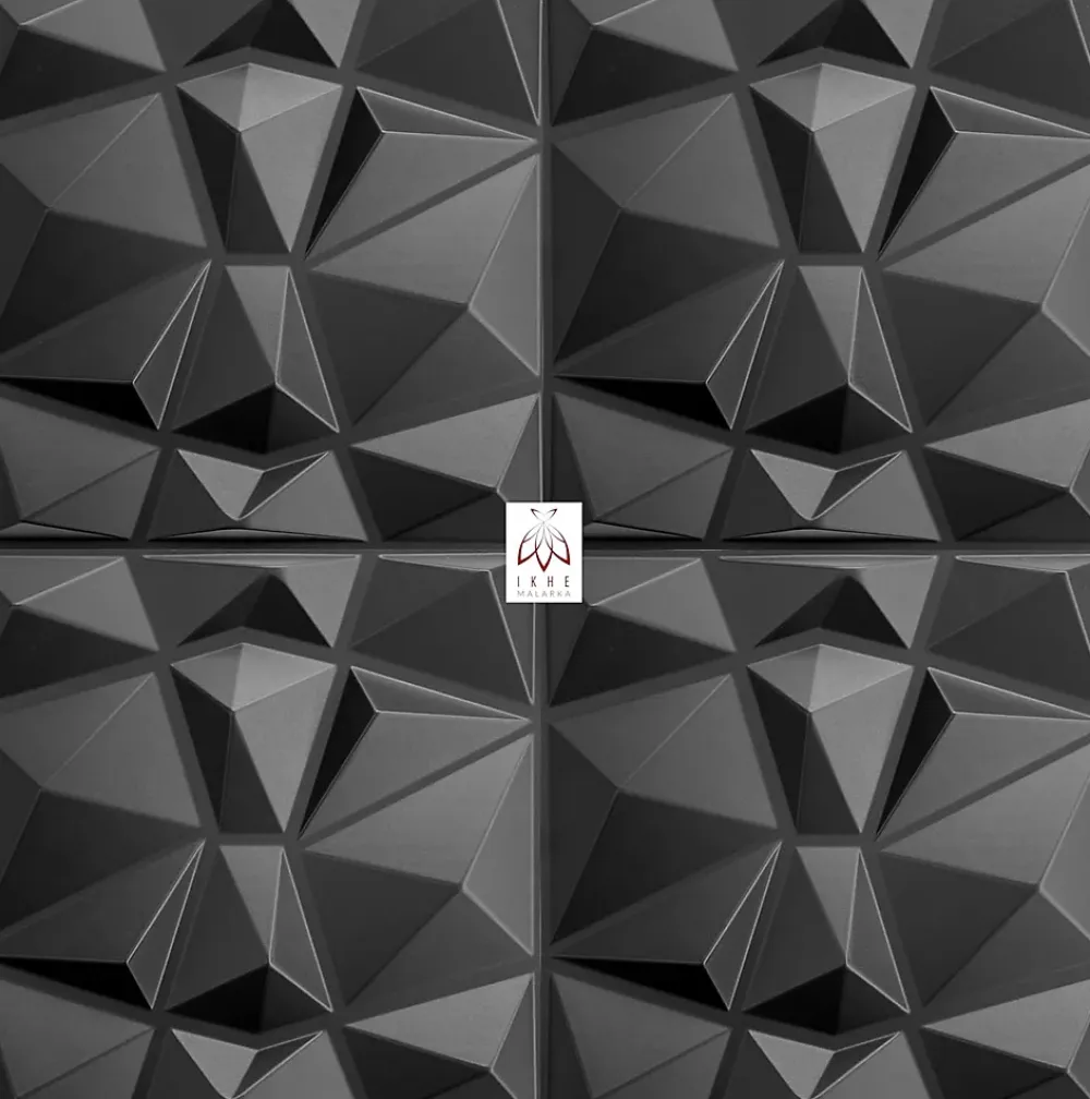 Ikhemalarka Panneau Mural Décoratif<3D PVC panneaux muraux decor gaming chambre mur plafond effet 3D diamant noir plaques PVC decoration 30x30cm 0.09m²