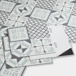 GoodHome Dalle Et Lame Pvc<Dalle PVC adhésive effet carreaux de ciment noir et blanc L.30,5 x l.30,5 cm x ép.2 mm, Poprock