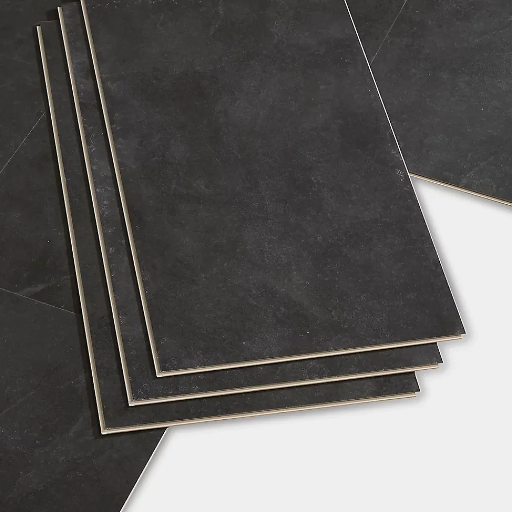 GoodHome Dalle Et Lame Pvc<Dalle PVC clipsable Baila décor ardoise noire L.61 x l.30,5cm