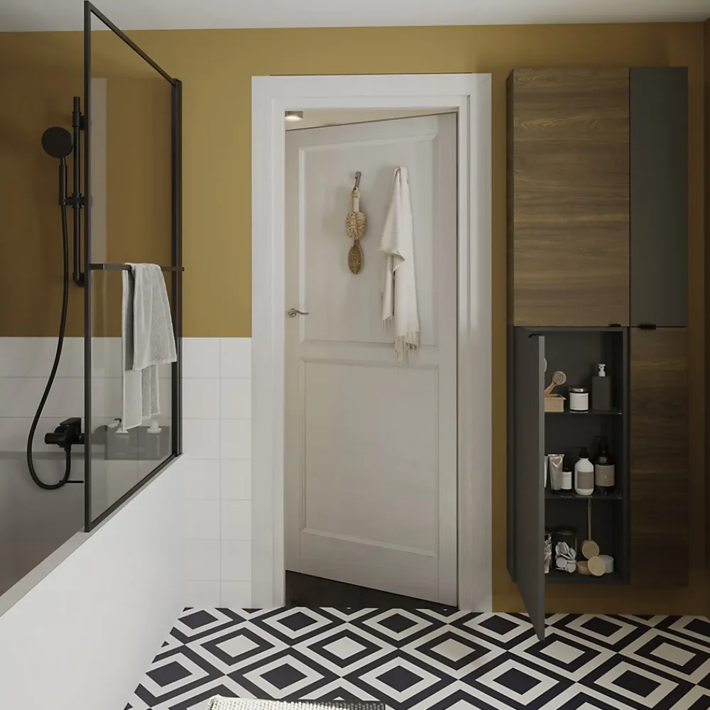 GoodHome Dalle PVC clipsable Baila décor carreaux de ciment NB L. 61 x l. 30.5 cm- Dalle Et Lame Pvc