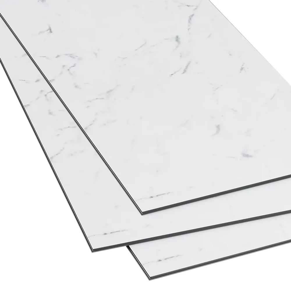 GoodHome Dalle PVC clipsable Mambo 82x42 cm marbre blanc (vendue au carton)- Dalle Et Lame Pvc