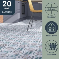GoodHome Dalle Et Lame Pvc<Dalle PVC clipsable Mambo 63x32 cm décor carreaux ciment multico (vendue au carton)
