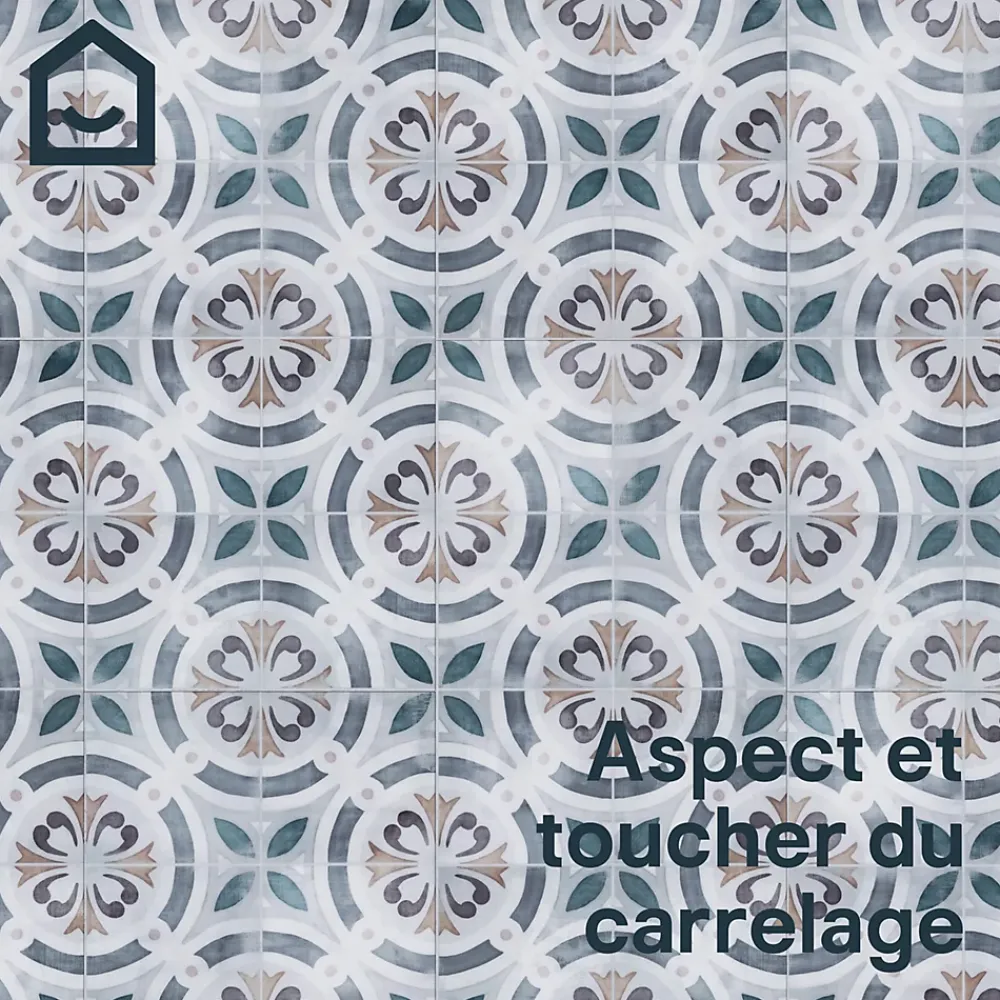GoodHome Dalle Et Lame Pvc<Dalle PVC clipsable Mambo 63x32 cm décor carreaux ciment multico (vendue au carton)