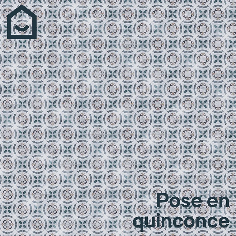 GoodHome Dalle Et Lame Pvc<Dalle PVC clipsable Mambo 63x32 cm décor carreaux ciment multico (vendue au carton)