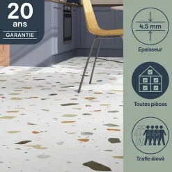 GoodHome Dalle PVC clipsable Mambo 82x42 cm terrazzo (vendue au carton)- Dalle Et Lame Pvc