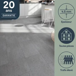 GoodHome Dalle PVC clipsable Mambo L.61 x l. 30.5cm décor pierre grise (vendue au carton)- Dalle Et Lame Pvc