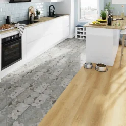 GoodHome Dalle Et Lame Pvc<Dalle PVC clipsable Mambo 63x32 cm décor carreaux ciment gris (vendue au carton)